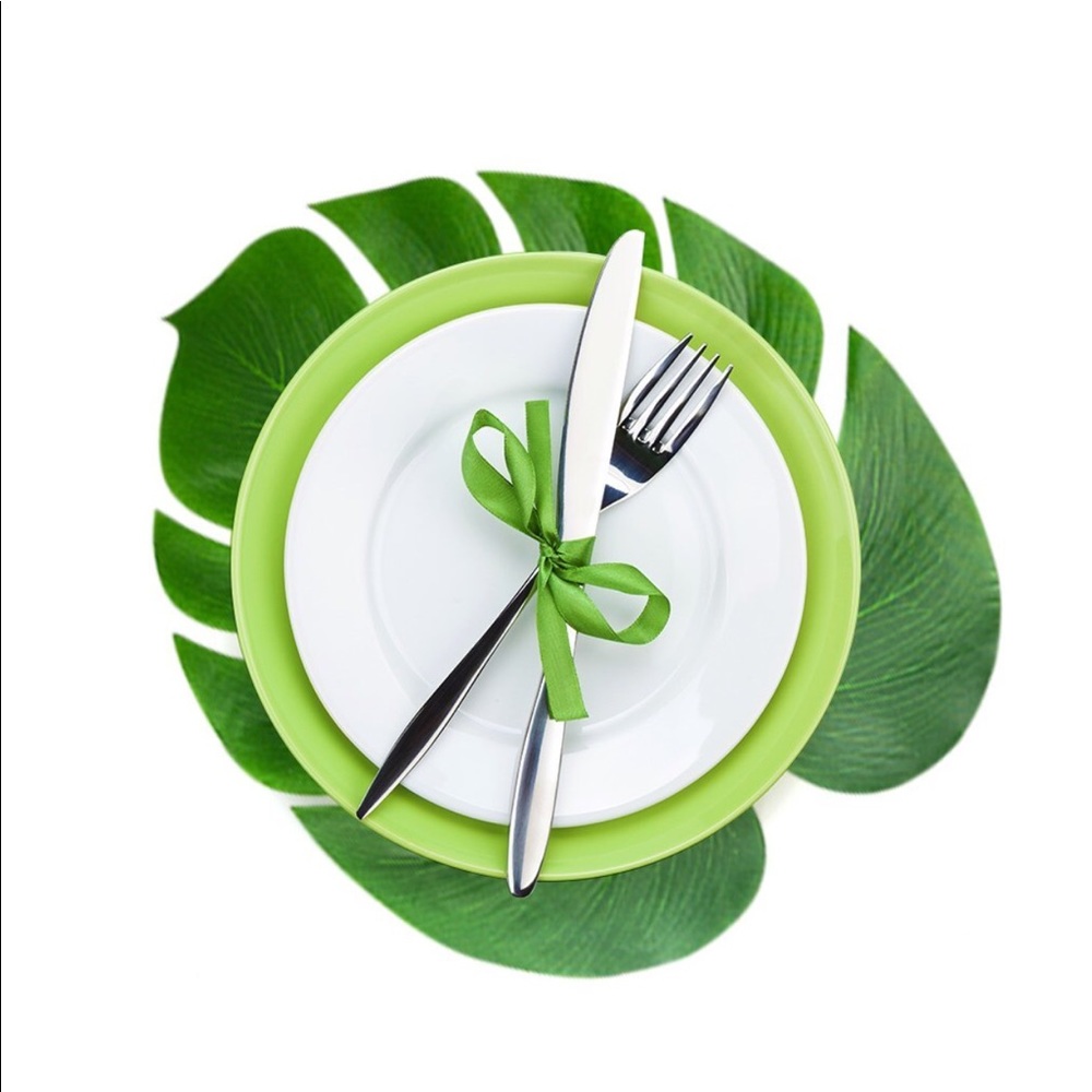 Artificial palm leaves party decor table mats 50pc